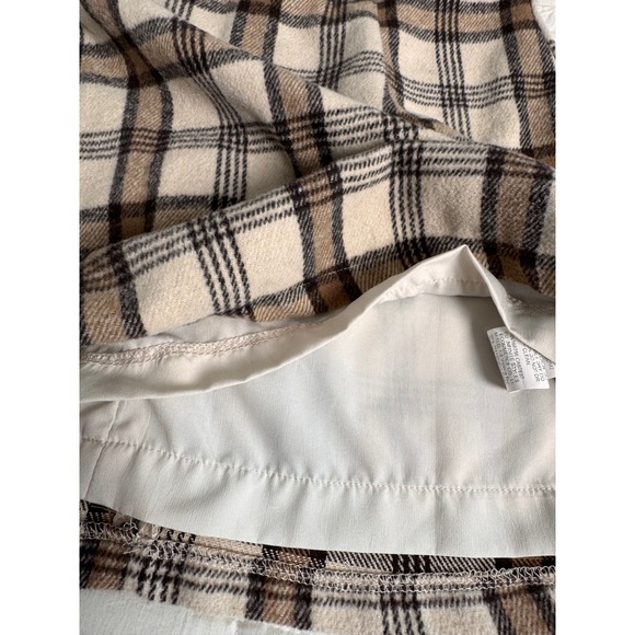 Brown Plaid Mini Skirt High Waisted A-Line Lined sz L - Picture 6 of 8
